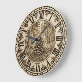 Pine Cone Forest Wall Clock  Große Wanduhr (Winkel)