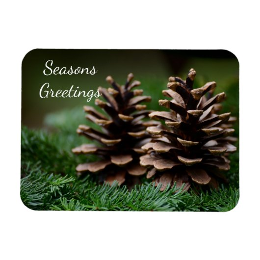 Pine Cone Frohen Festtage Magnet (Horizontal)