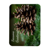 Pine Cone Frohen Festtage Magnet (Vertikal)