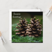 Pine Cone Frohen Festtage Postkarte (Vorderseite/Rückseite Beispiel)