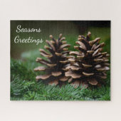 Pine Cone Frohen Festtage Puzzle (Horizontal)