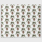 Pine Cone Green Bow Christmas   Geschenkpapier (Flach)