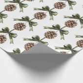 Pine Cone Green Bow Christmas   Geschenkpapier (Ecke)