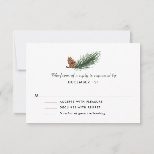 Pine-Cone-Hochzeit-RSVP RSVP Karte (Vorderseite)