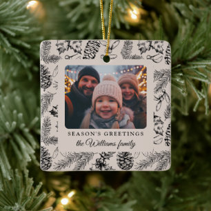 Pine Cone Holiday Foto Festlich Keramikornament