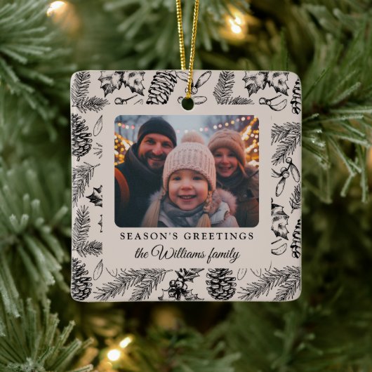 Pine Cone Holiday Foto Festlich Keramikornament (Baum)