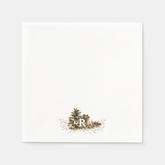 Pine Cone Monogram Cocktail Serviette (Vorderseite)