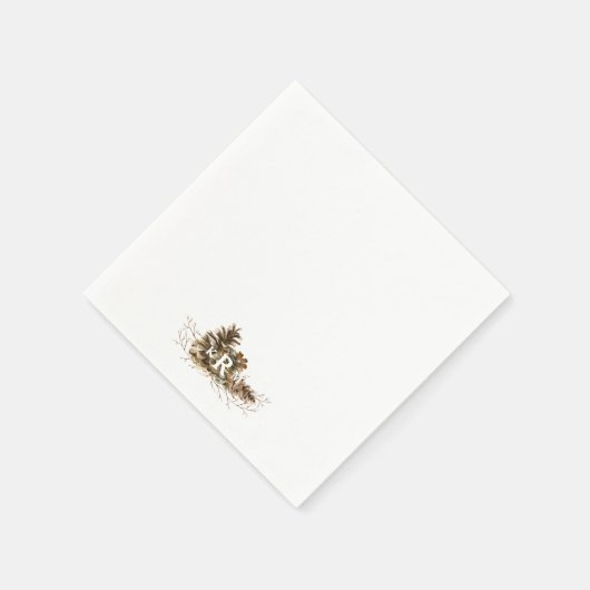 Pine Cone Monogram Cocktail Serviette (Ecke)