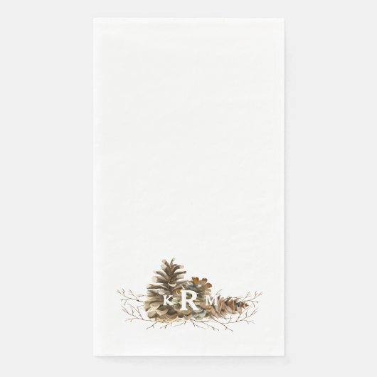 Pine Cone Monogram Guest Napkins Serviette (Vorderseite)