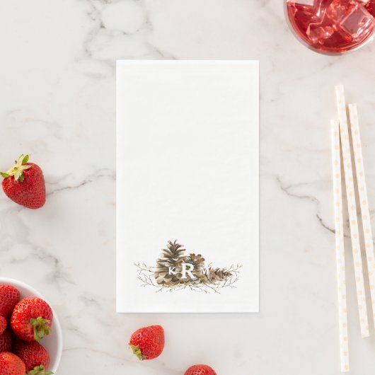 Pine Cone Monogram Guest Napkins Serviette (Beispiel)