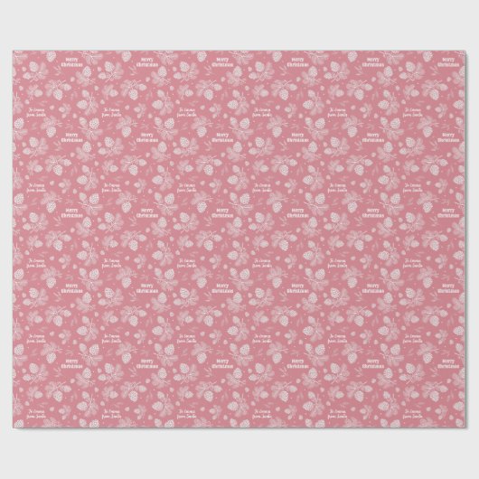 Pine Cone Muster Pink Name Text Weihnachten Geschenkpapier (Flach)