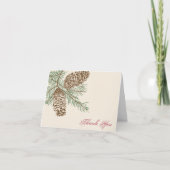 Pine Cone Nature on Cream Wedding Danke Karte (Vorderseite)