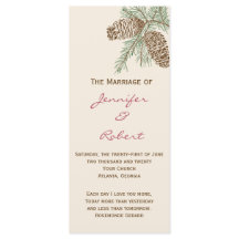 Pine Cone Nature on Cream Wedding Program