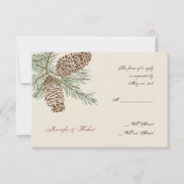 Pine Cone Nature on Cream Wedding Response Card RSVP Karte
