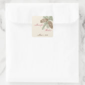 Pine Cone Nature on Cream Wedding Umschlag Aufkleb Quadratischer Aufkleber (Tasche)