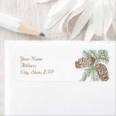 Pine Cone Nature on White Wedding Rücksendeadresse (Insitu)