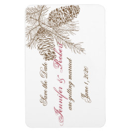 Pine Cone Nature Wedding Save the Date Magnet
