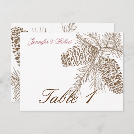 Pine Cone Nature Wedding Tischnummer (Vorne/Hinten)