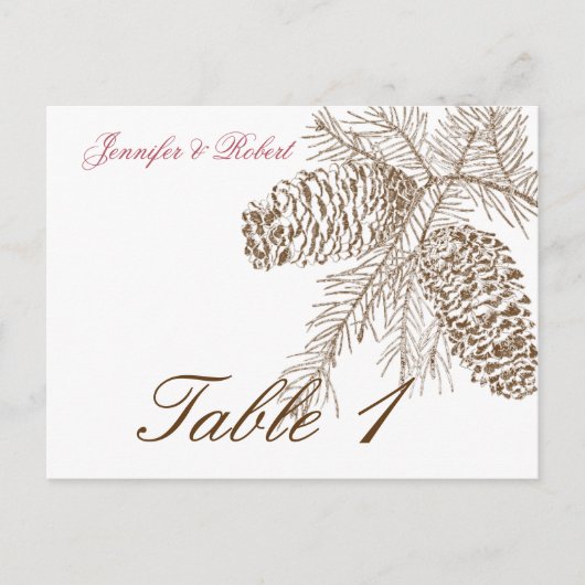Pine Cone Nature Wedding Tischnummer (Vorderseite)
