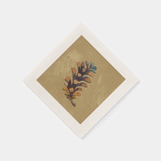 Pine Cone on Taupe Fall Napkin Serviette (Ecke)