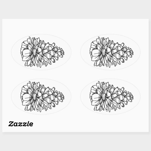 Pine Cone Ovaler Aufkleber (Blatt)