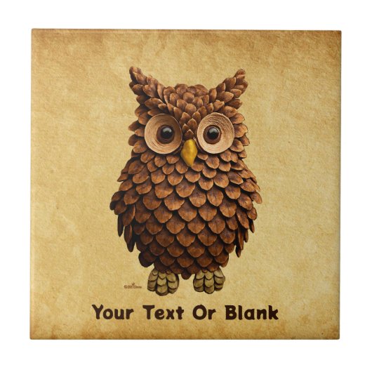 Pine Cone Owl Fliese (Vorderseite)