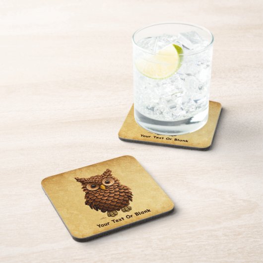 Pine Cone Owl Getränkeuntersetzer (Rechte Seite)