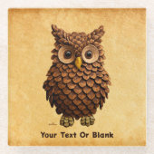 Pine Cone Owl Glasuntersetzer (Vorderseite)