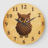 Pine Cone Owl Große Wanduhr (Vorderseite)