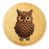 Pine Cone Owl Keramikknauf (Vorderseite)