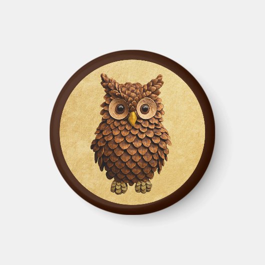 Pine Cone Owl Magnet (Vorne)