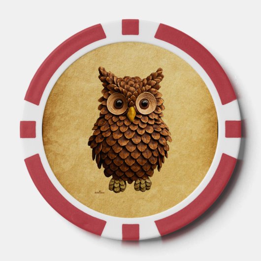 Pine Cone Owl Pokerchips (Vorderseite)