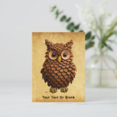 Pine Cone Owl Postkarte (Stehend Vorderseite)