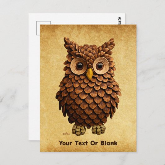 Pine Cone Owl Postkarte (Vorne/Hinten)