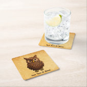 Pine Cone Owl Rechteckiger Pappuntersetzer (Vor Ort)