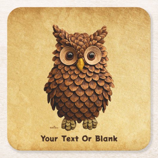 Pine Cone Owl Rechteckiger Pappuntersetzer (Vorderseite)