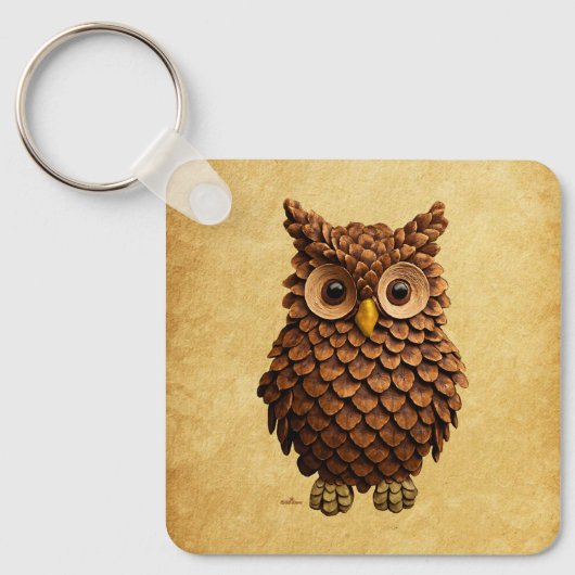 Pine Cone Owl Schlüsselanhänger (Vorderseite)