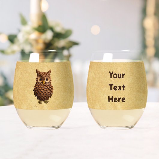 Pine Cone Owl Weinglas Ohne Stiel (Insitu (Hochzeit))