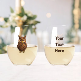 Pine Cone Owl Weinglas Ohne Stiel
