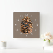 Pine Cone Quadratische Wanduhr (Zuhause)