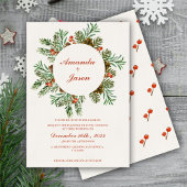 Pine Cone Red Berries Weihnachtsfeier Einladung