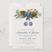 Pine Cone Red Berries Weihnachtsfeier Einladung (Vorderseite)