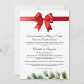 Pine Cone Red Ribbon Weihnachtspaare Dusche Einladung (Vorderseite)