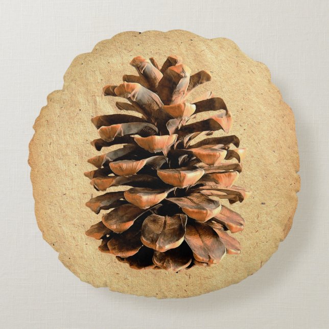 Pine Cone Rundes Kissen (Vorderseite)