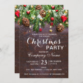 Pine Cone Rustic Corporate Company Weihnachts-Part Einladung (Vorne/Hinten)