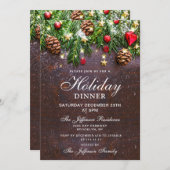 Pine Cone Rustic Holiday Weihnachtsfeiertag Abende Einladung (Vorne/Hinten)