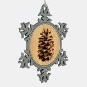 Pine Cone Schneeflocken Zinn-Ornament (Links)