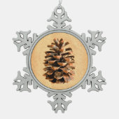 Pine Cone Schneeflocken Zinn-Ornament (Vorderseite)
