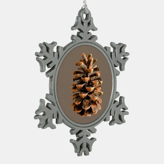 Pine Cone Schneeflocken Zinn-Ornament (Links)