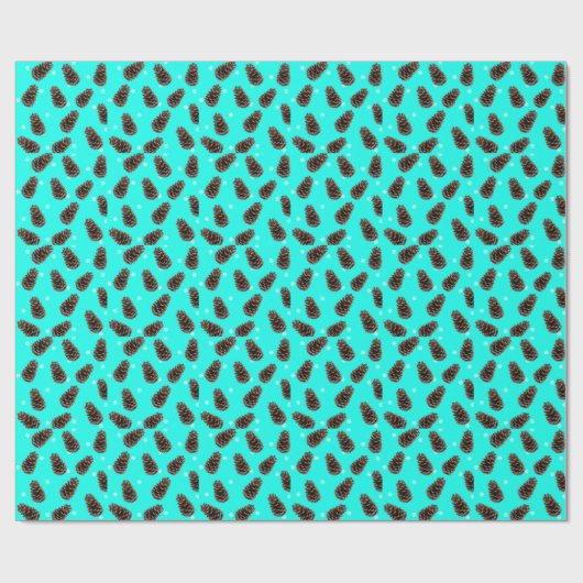 Pine Cone Snowflake Muster Aqua Wrapping Paper Geschenkpapier (Flach)